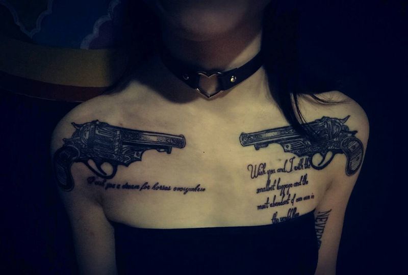 双枪。纹身图片