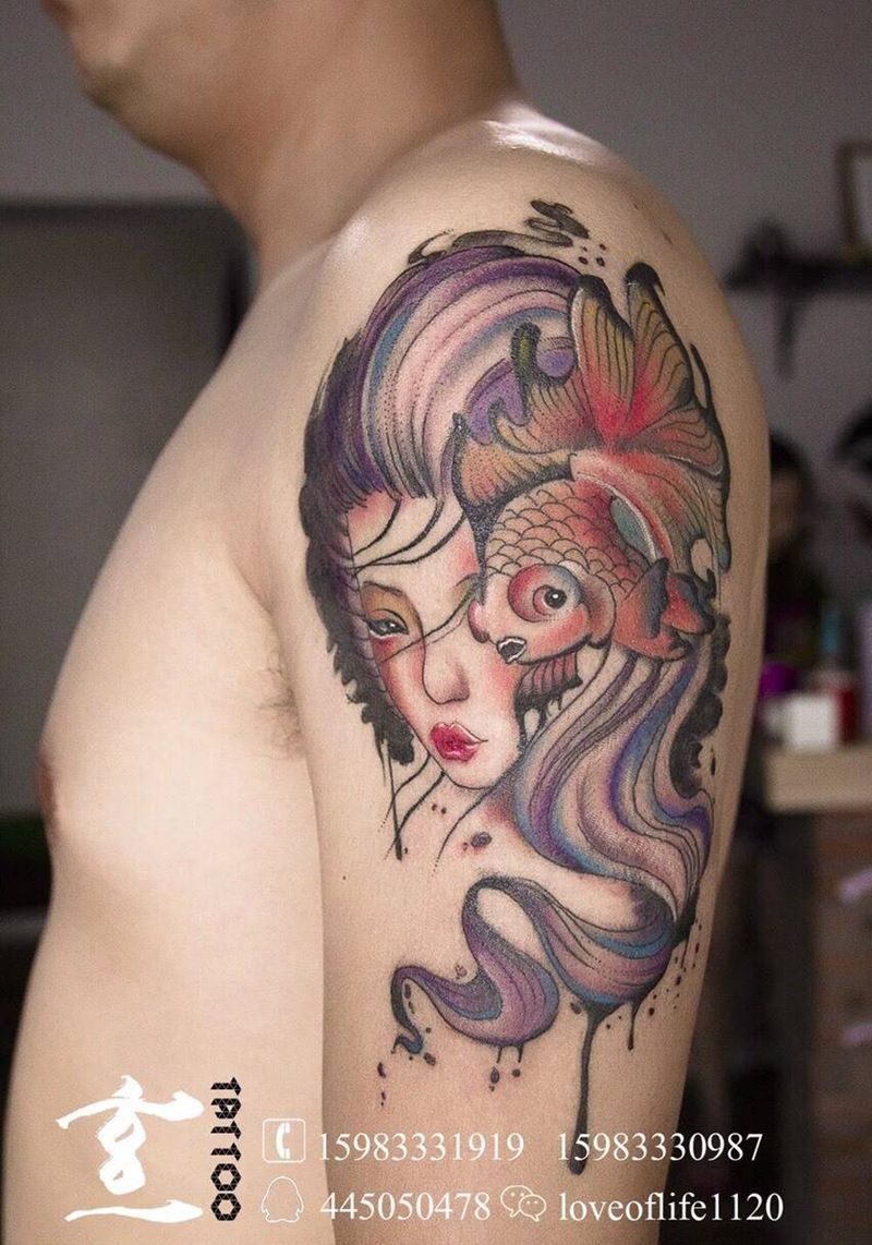 泼墨一枚纹身图片