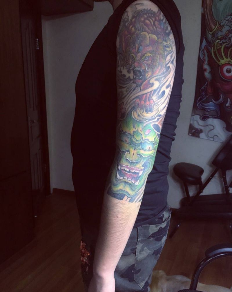 七分袖纹身图片