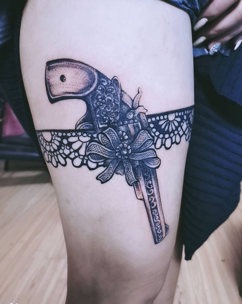 危险纹身图片_腿部欧美写实纹身图案