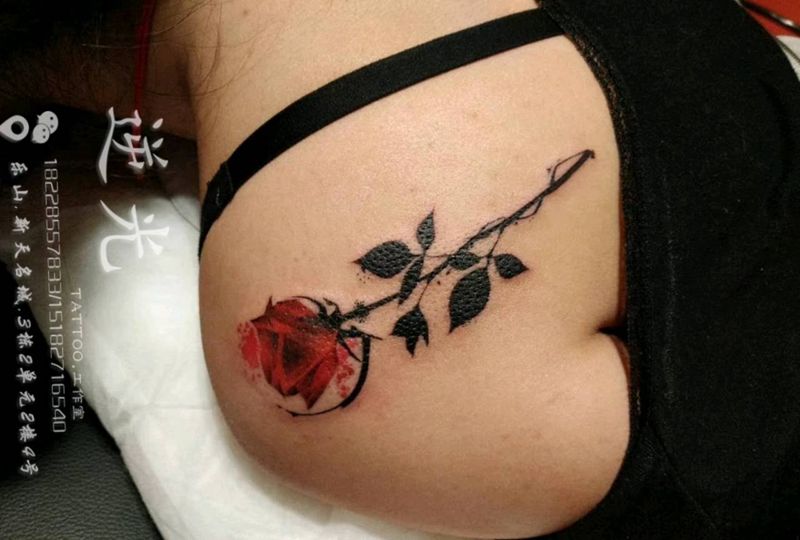 玫瑰纹身图片_成品纹身图案