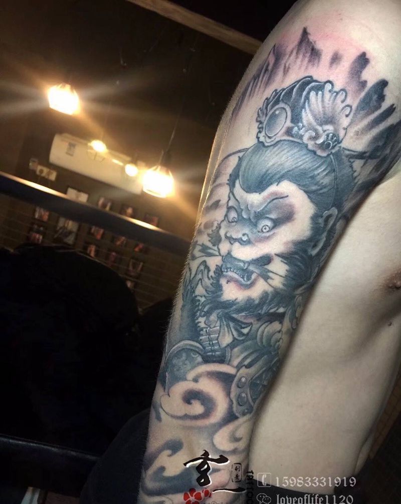 国外跑回来紋花臂纹身图片