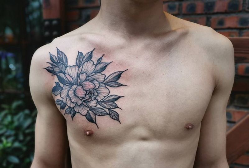 帅线花儿纹身图片