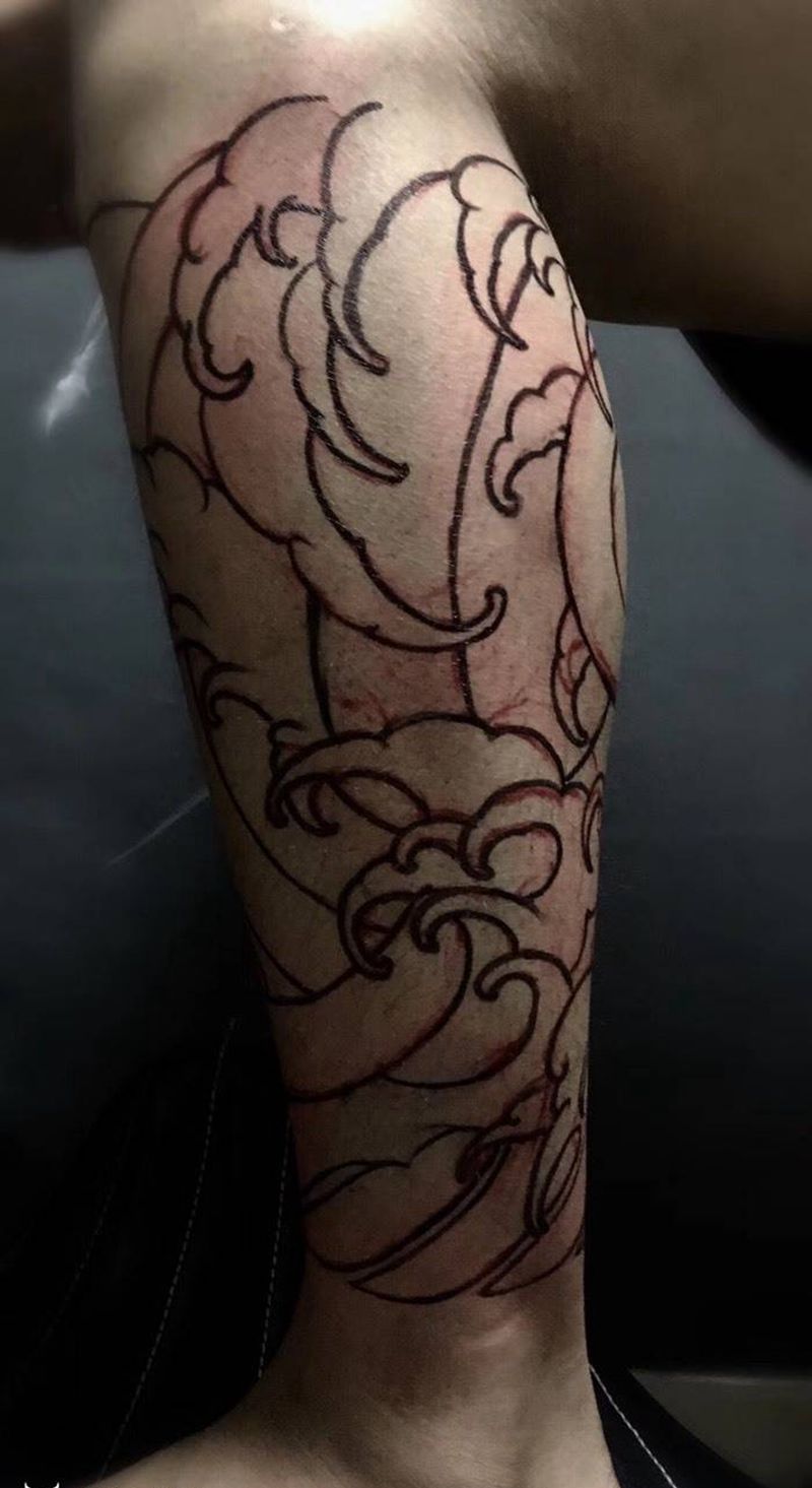 老传统包小腿纹身图片