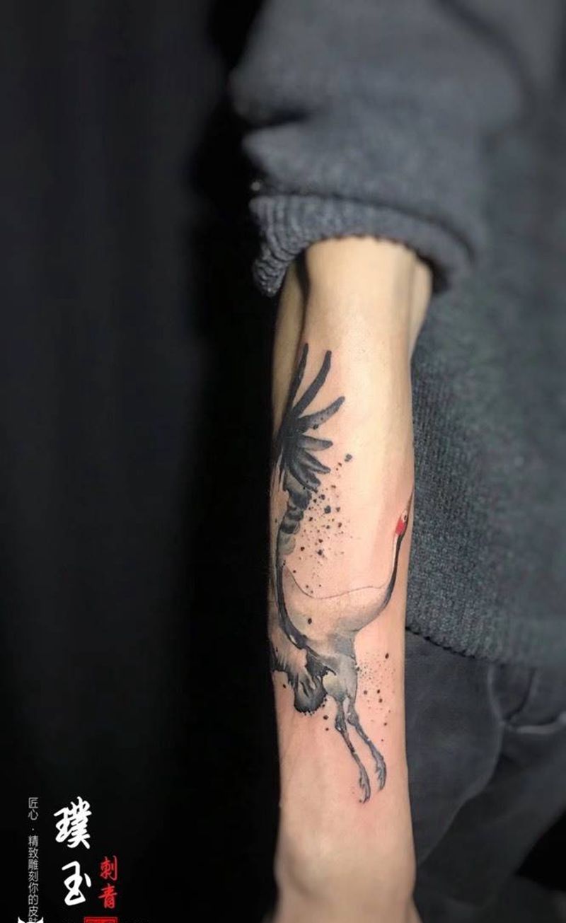 鹤纹身图片