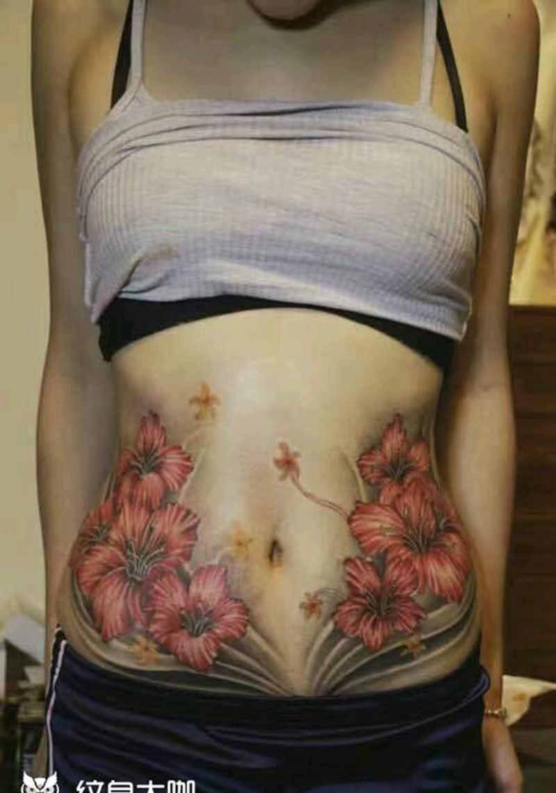 遮盖妊娠纹纹身图片