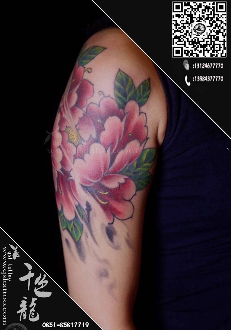牡丹花纹身图片