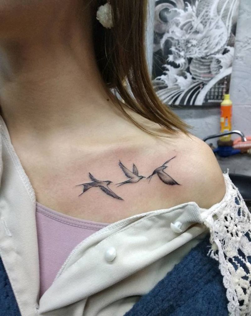 3只大雁纹身图片