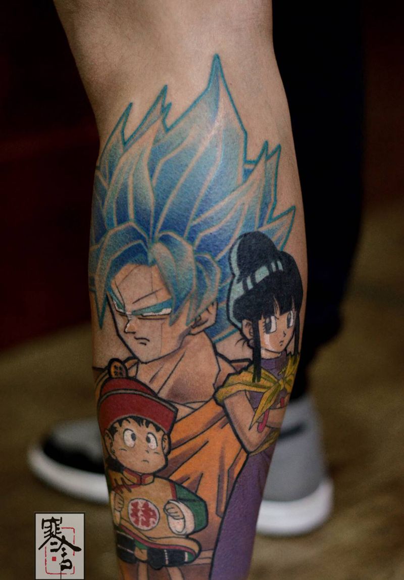 龙珠纹身图片_腿部动漫纹身图案