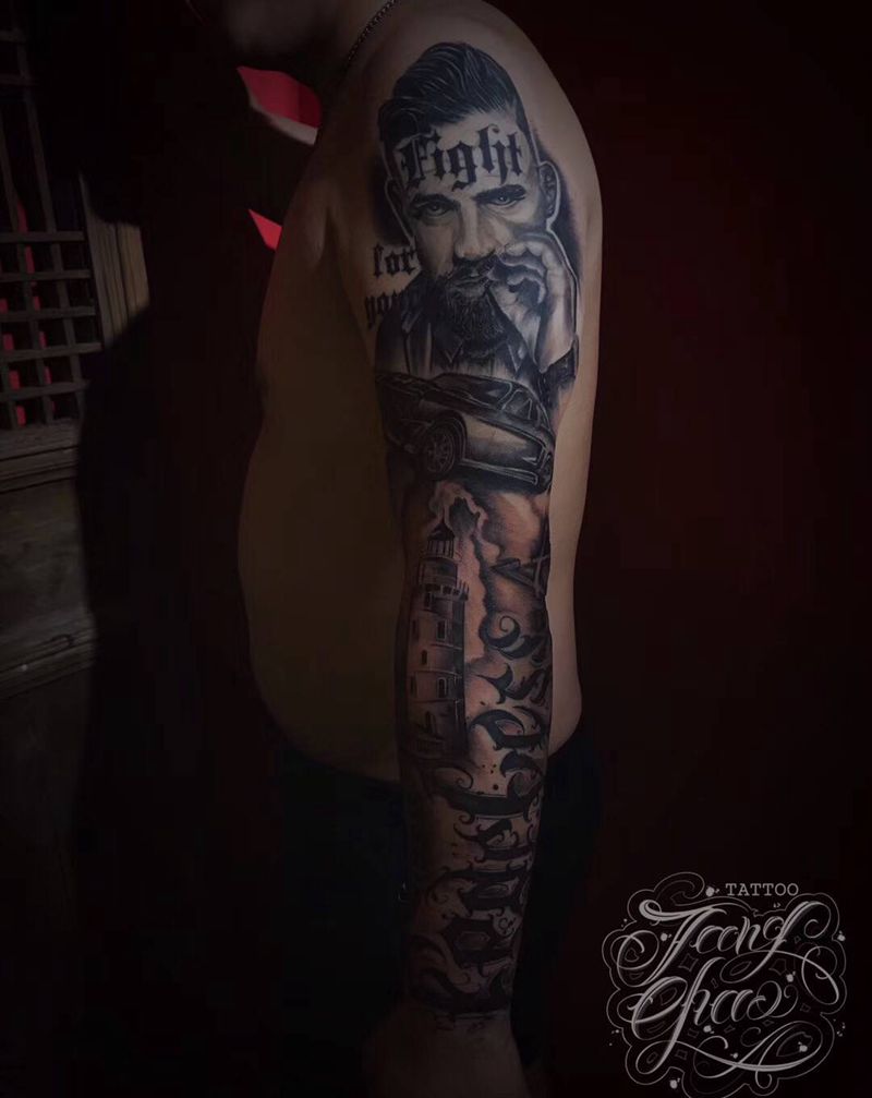 社会我康哥人狠话又多纹身图片_手臂欧美写实纹身图案