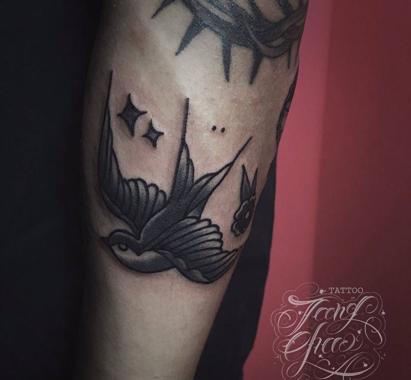 燕子纹身图片_Old School纹身图案