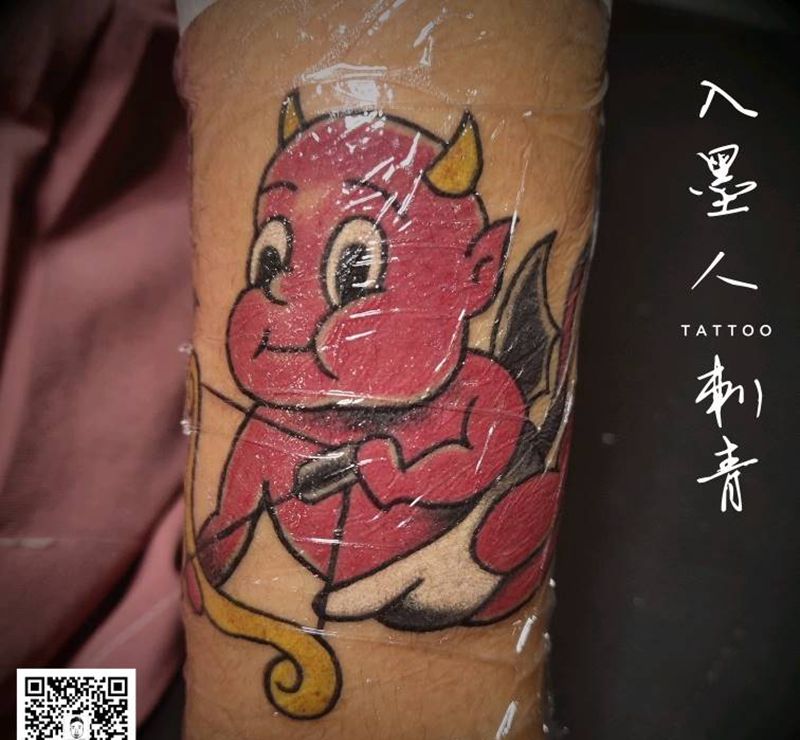 小恶魔 丘比特纹身图片_Old School纹身图案