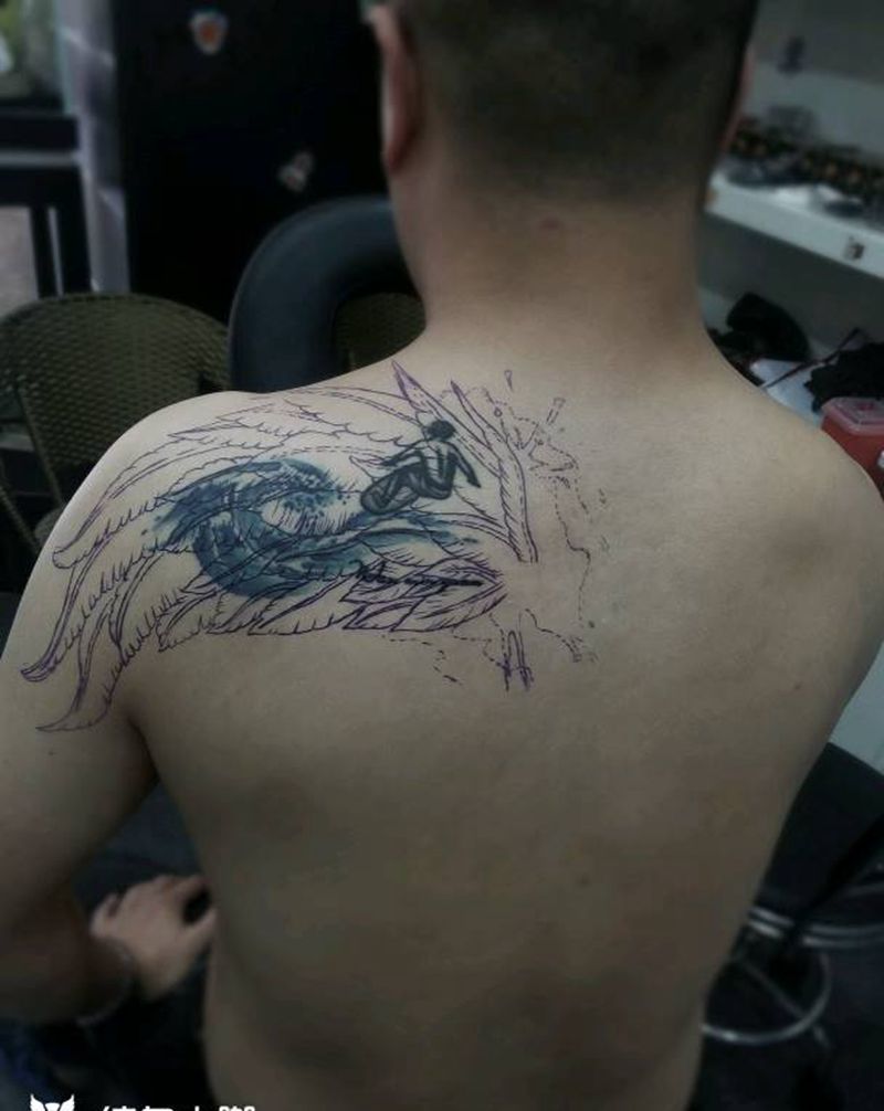 翅膀遮盖纹身图片