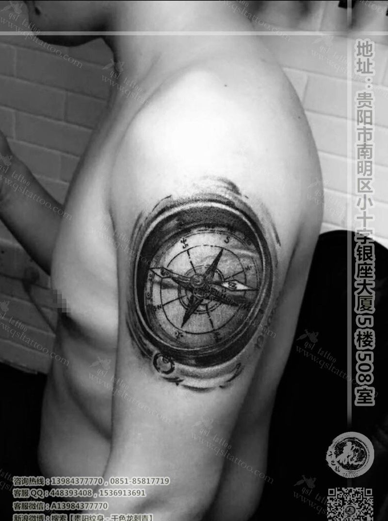 指南针纹身图片