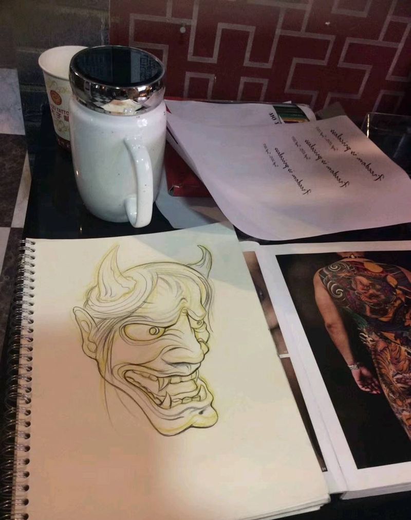 手绘般若，加买家秀纹身图片