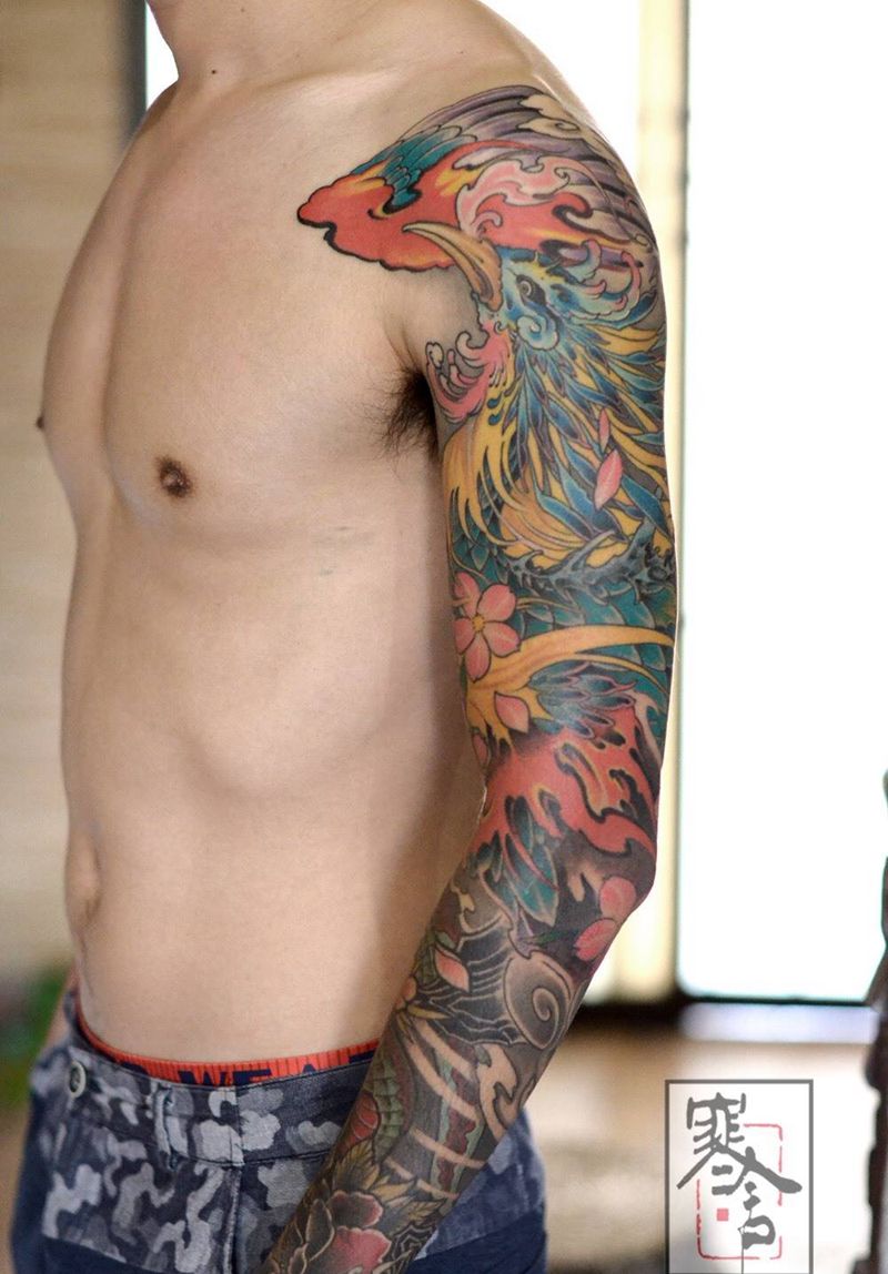 传统花臂纹身图片