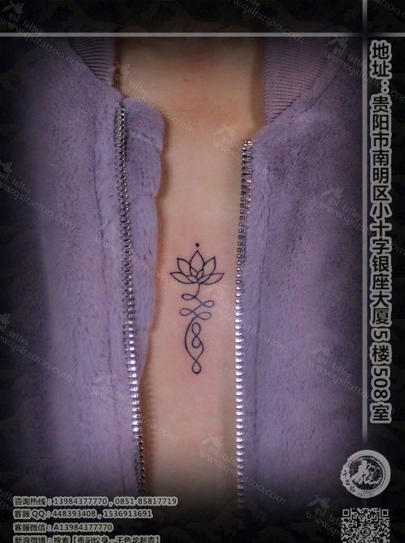 胸口梵花纹身图片