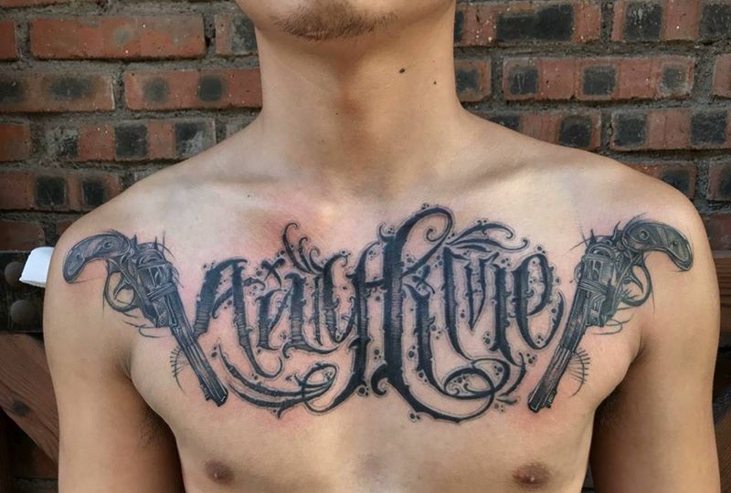 奇卡诺花体字纹身图片