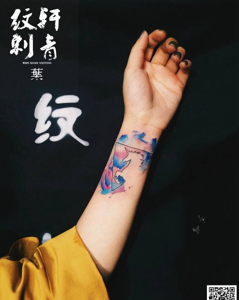 水彩独角兽纹身图片