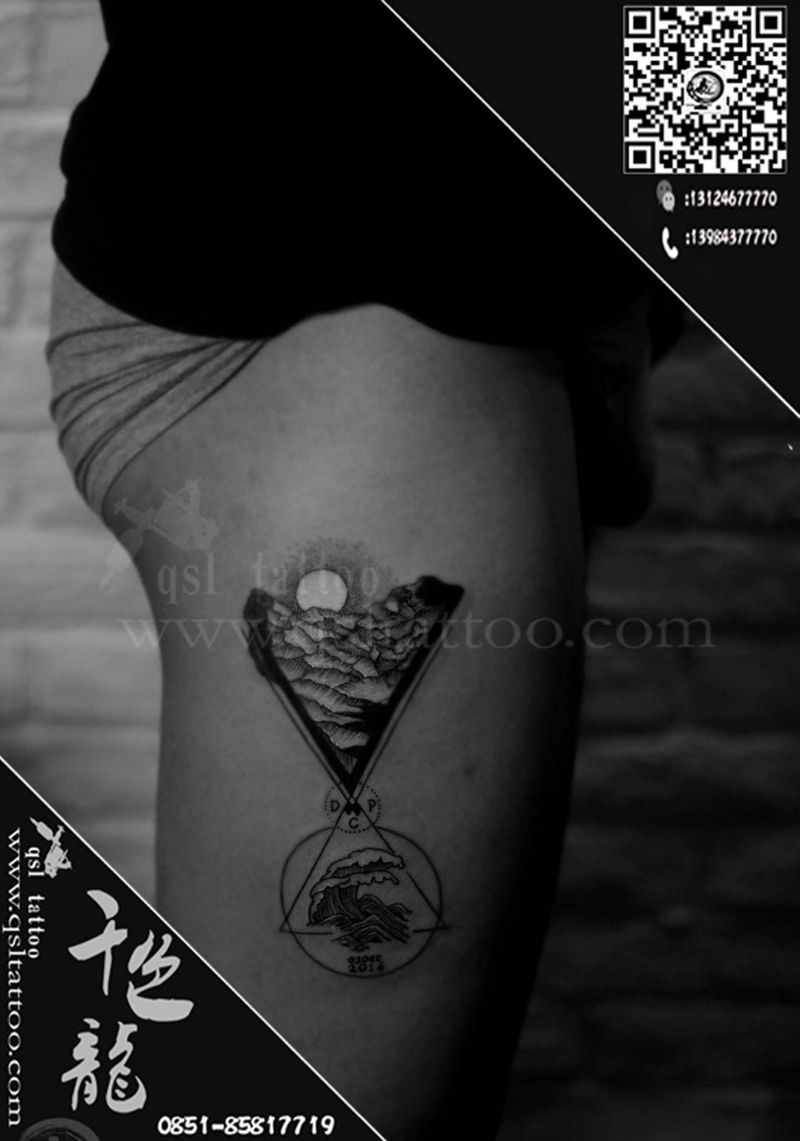 清新➕花臂纹身图片