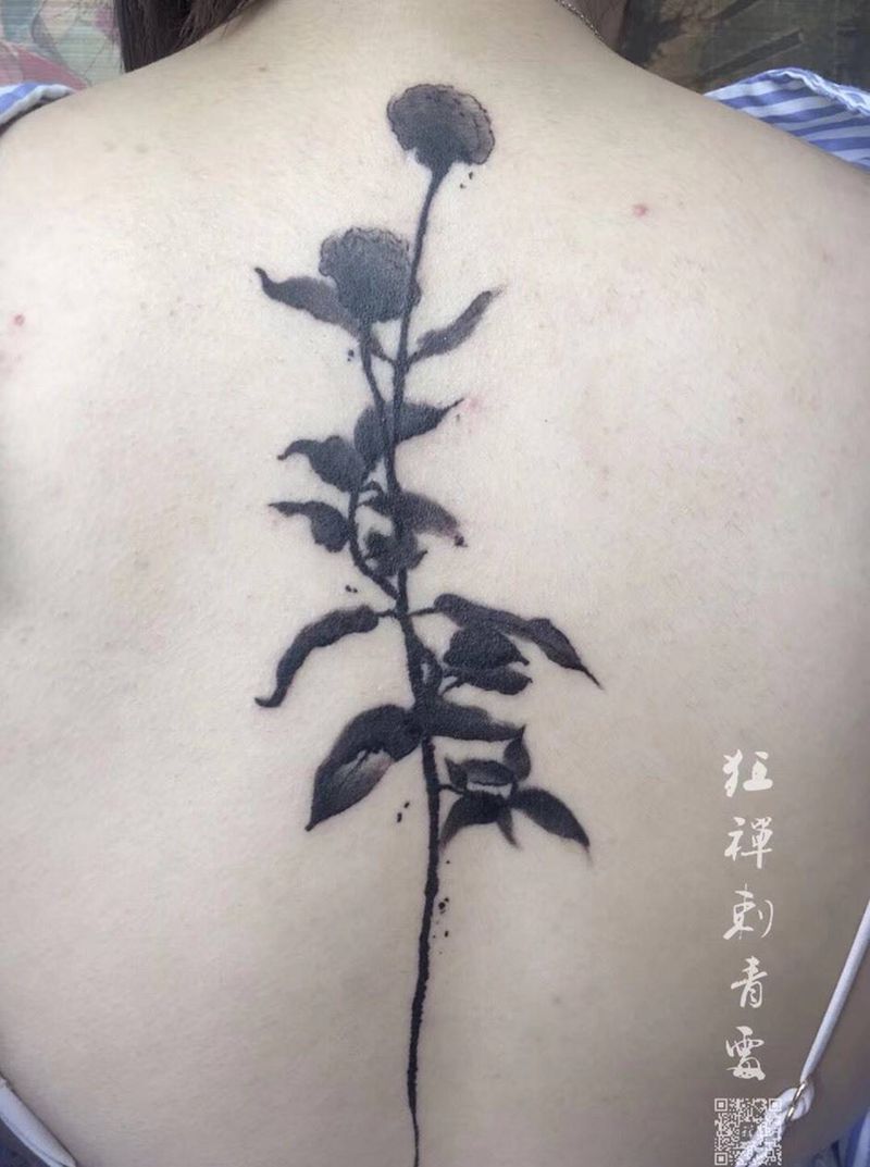 水墨蒲公英纹身图片