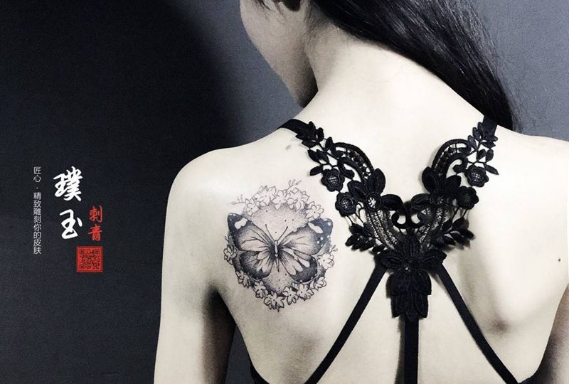 一枚点刺纹身图片