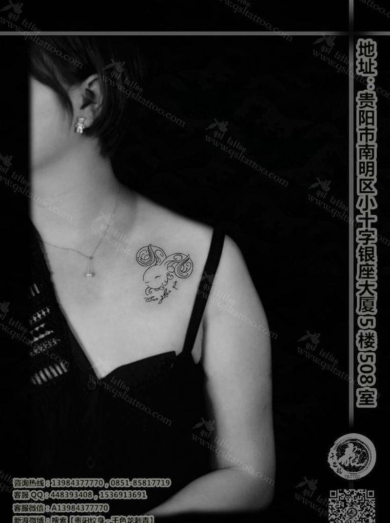 清新羊头纹身图片