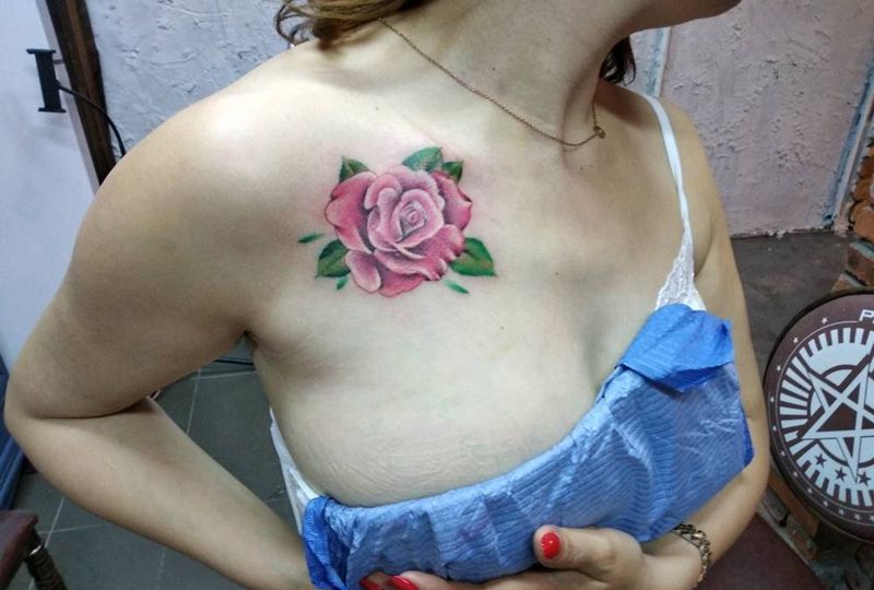 玫瑰遮盖纹身图片