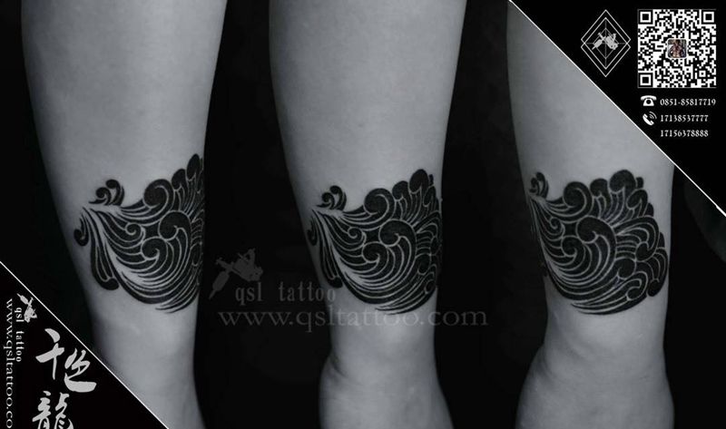 遮盖旧纹身 浪花图腾纹身图片