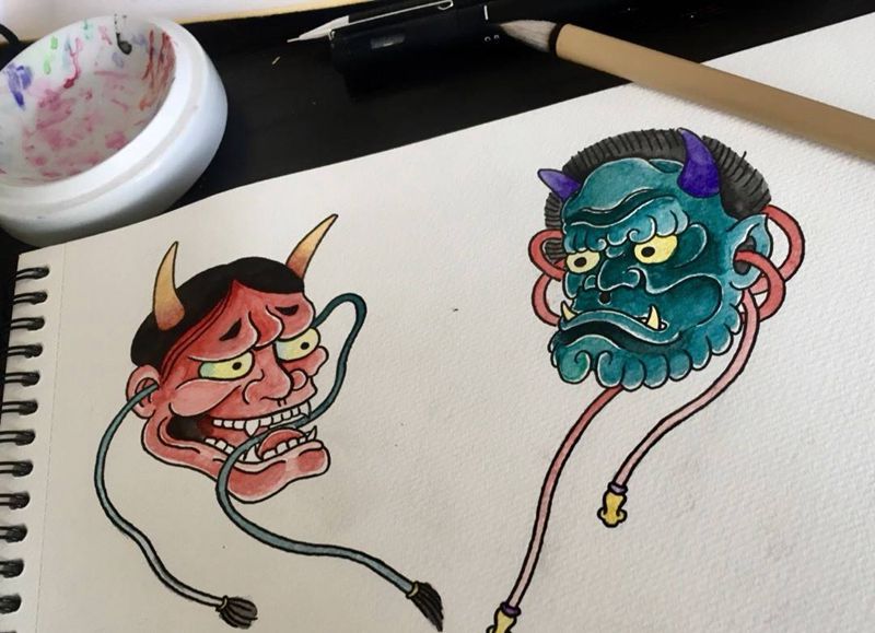 客稿（般若雷神）纹身图片