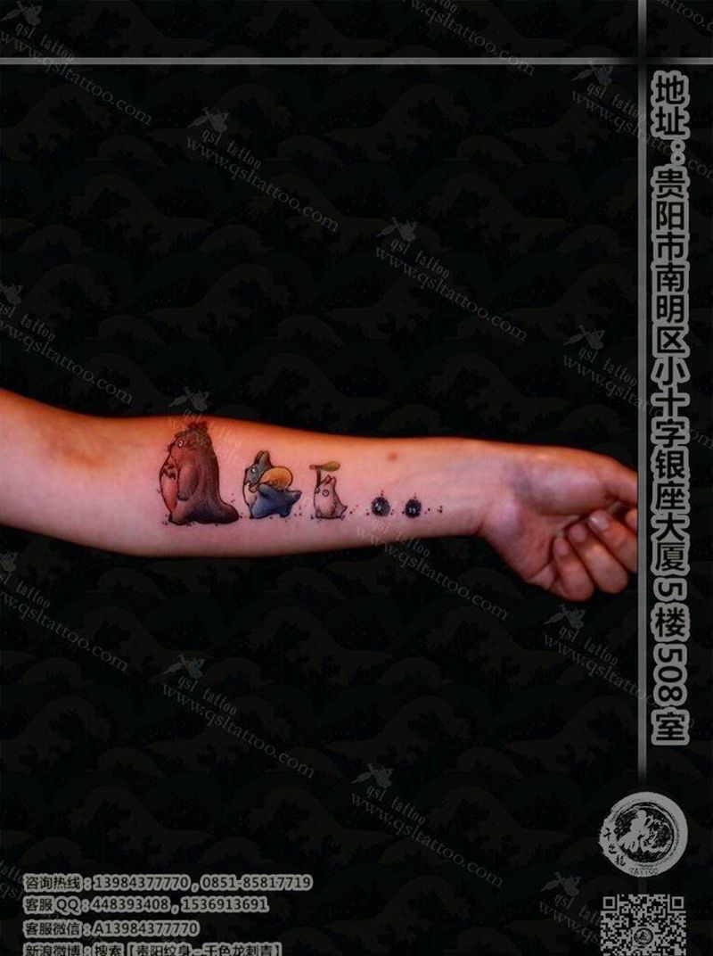 龙猫～蝴蝶～纹身图片