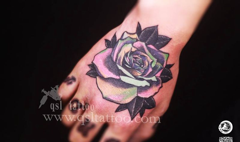 欧美花手纹身图片