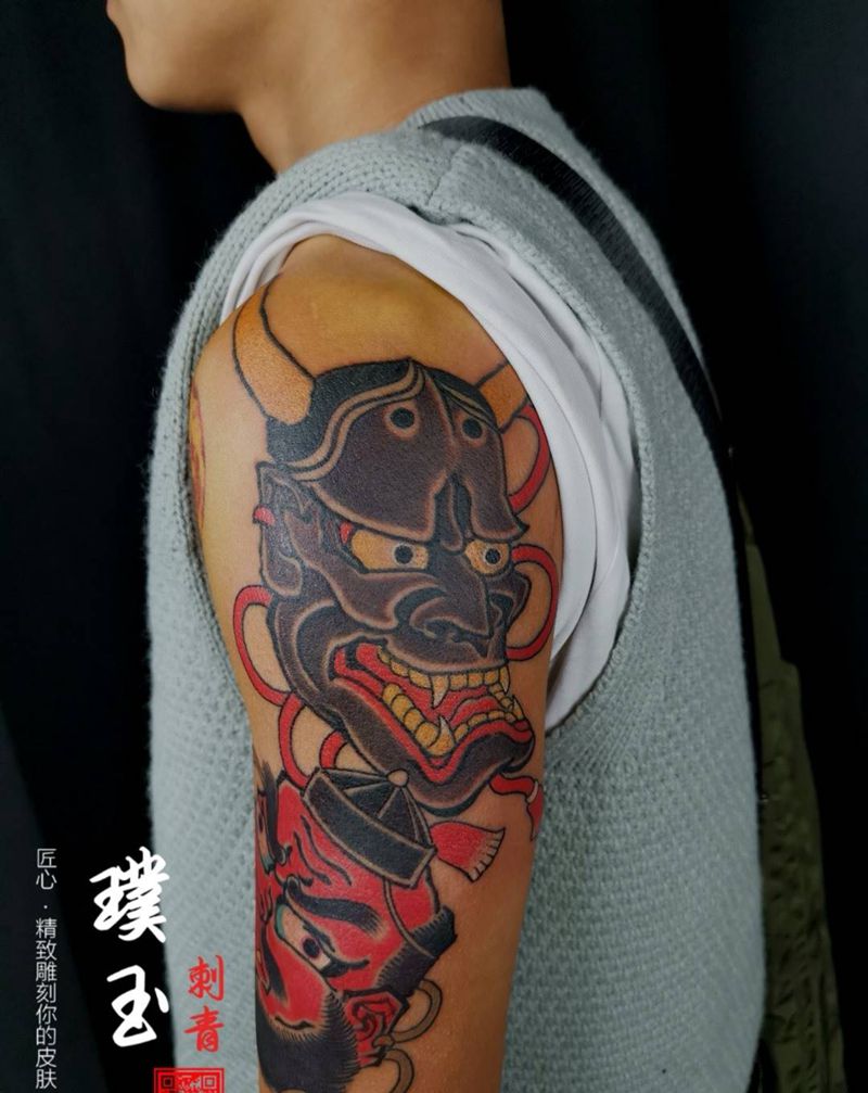 日式 般若与与天狗纹身图片