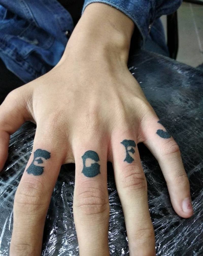 手指字母纹身图片