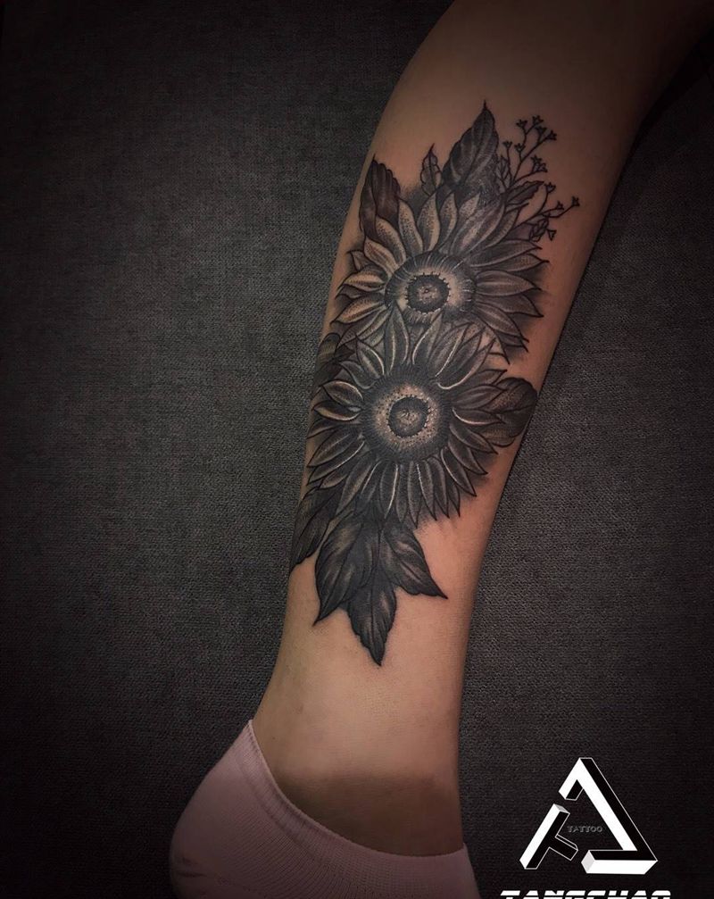 向阳花【遮盖】纹身图片