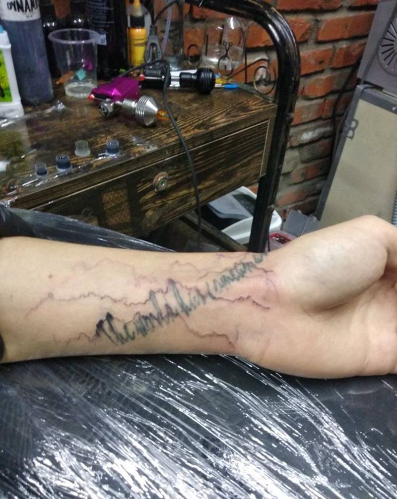 手绘遮盖纹身图片