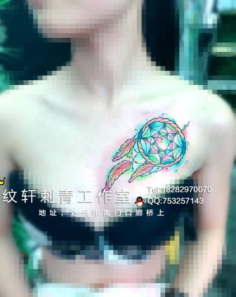 捕梦网纹身图片