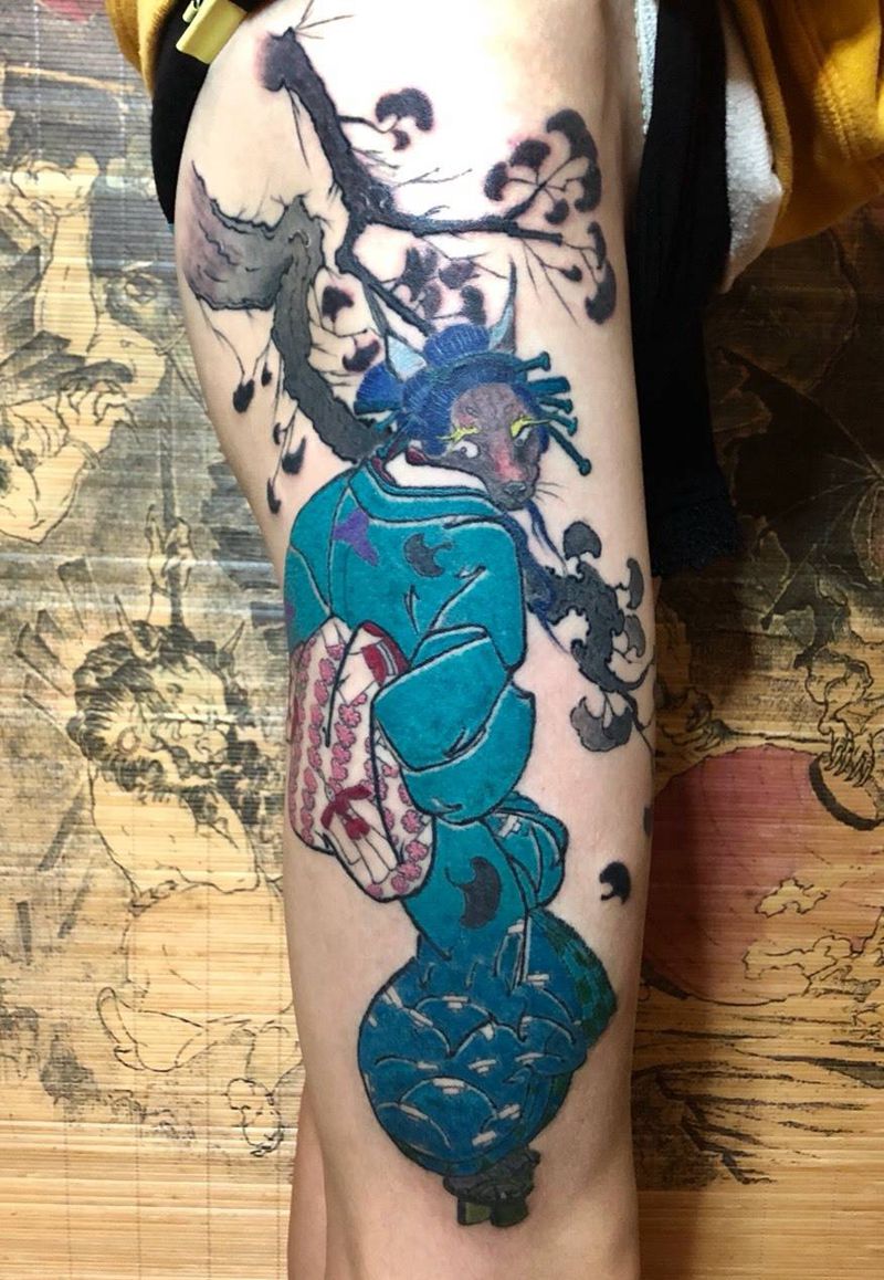 猞狸艺技-未完纹身图片_腿部手部新传统纹身图案