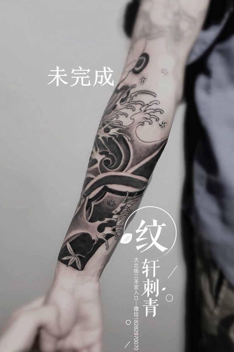 花臂未完成纹身图片