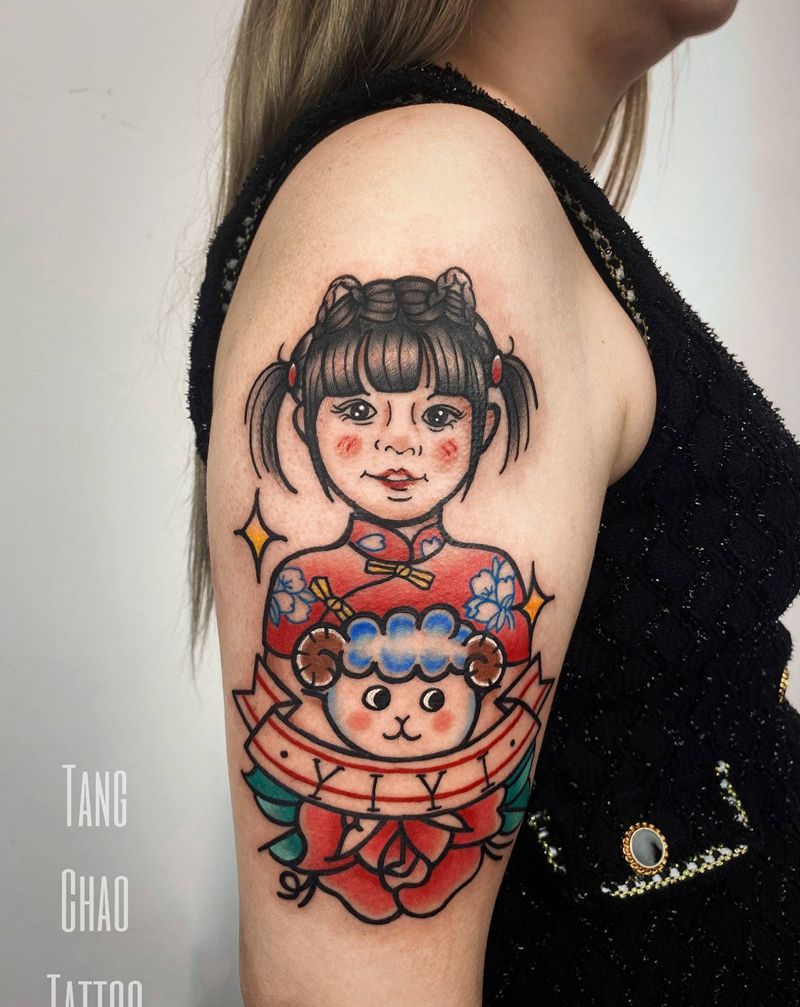 中式元素的old school纹身图片_Old School纹身图案