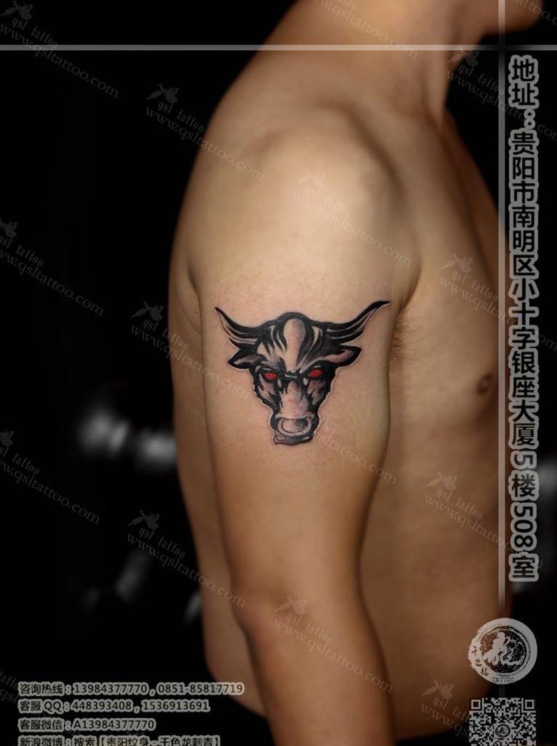 经典牛头纹身图片