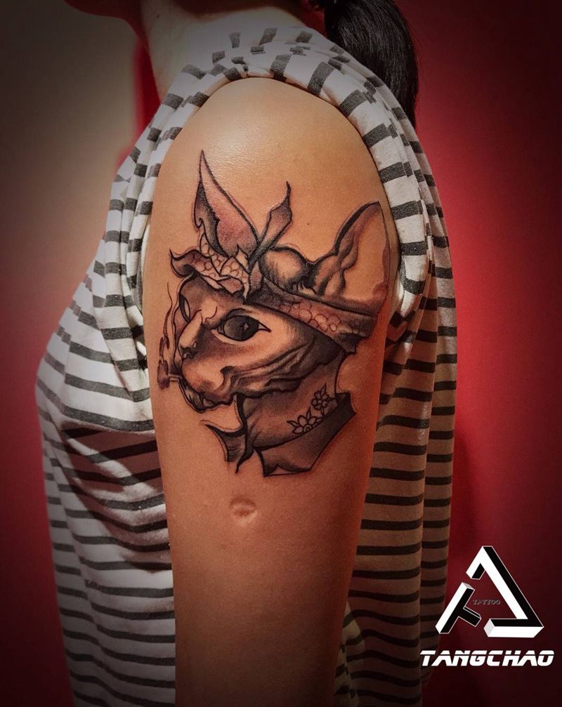 江湖喵纹身图片_手臂Old School纹身图案