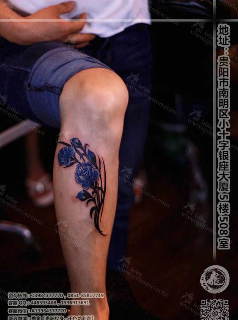 蓝色妖姬纹身图片