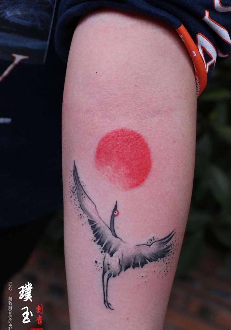 鹤纹身图片