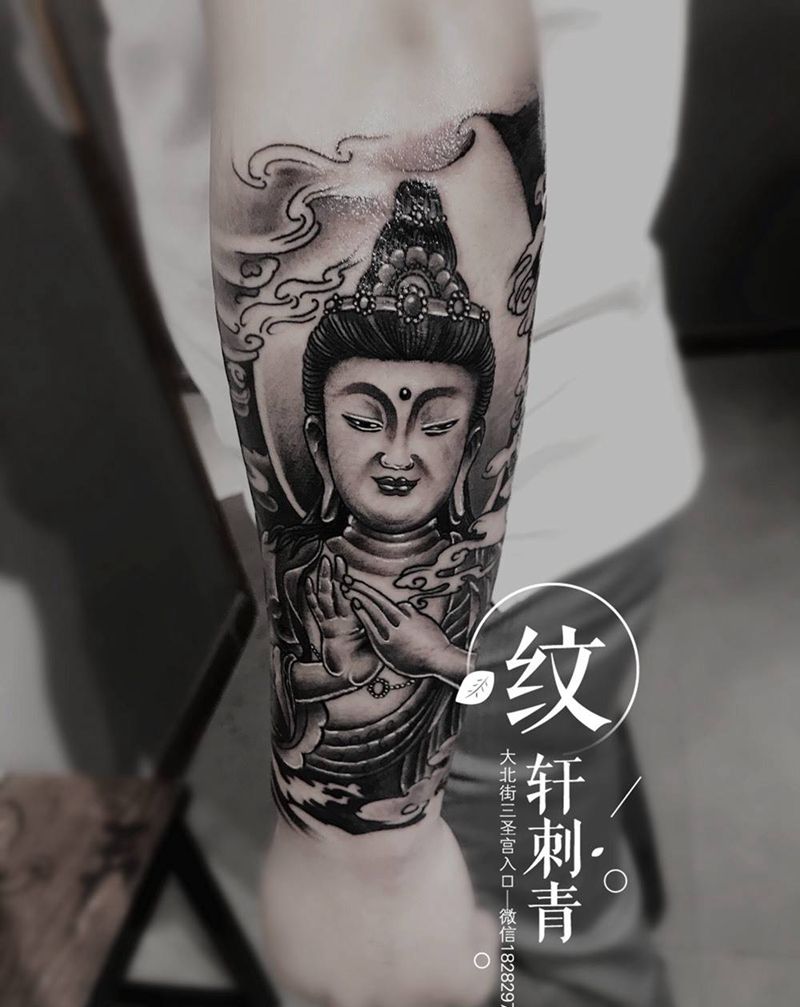 小臂佛像纹身图片