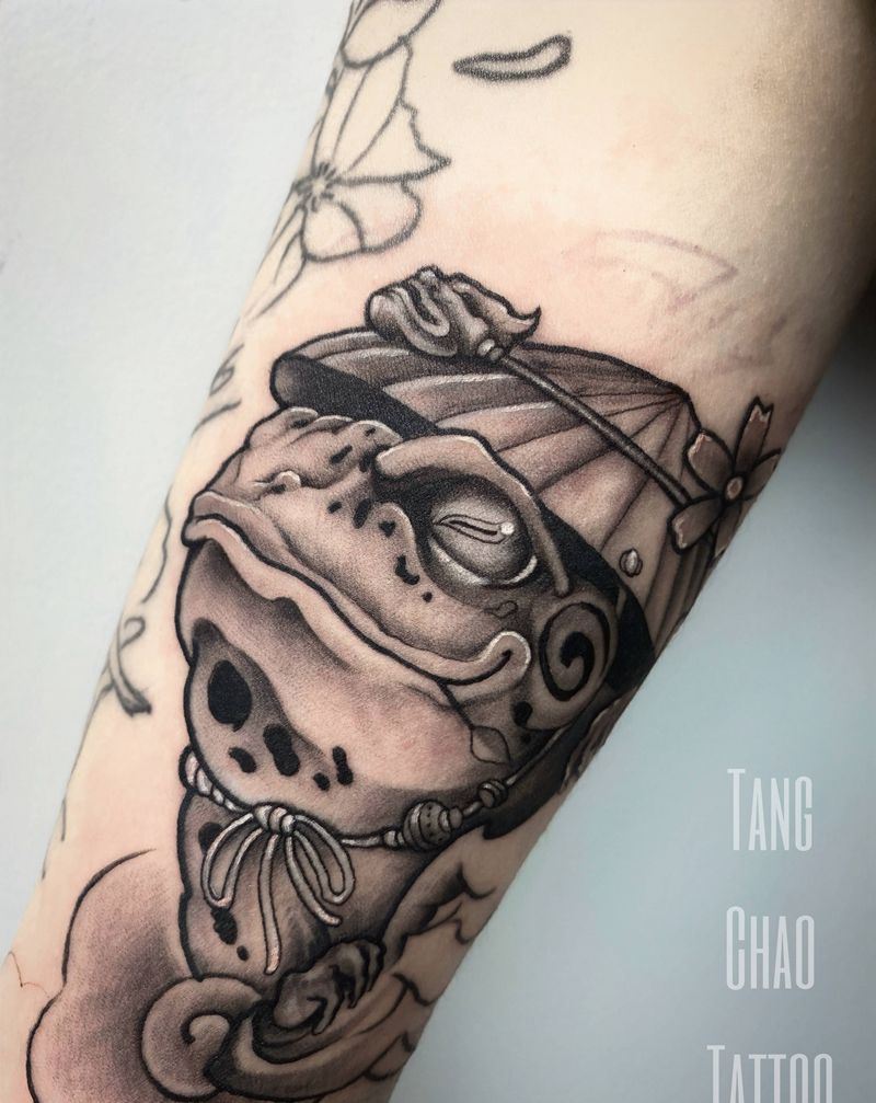 妙木山蛤蟆仙人纹身图片_手臂新传统纹身图案