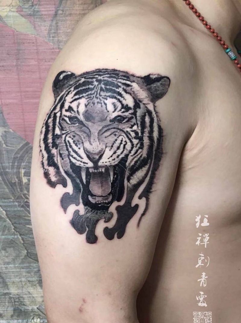 写实老虎纹身图片