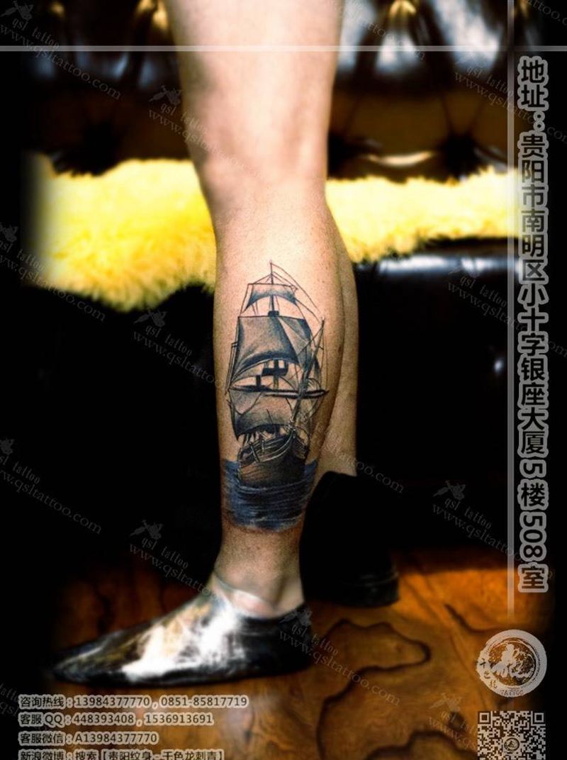 欧美帆船纹身图片