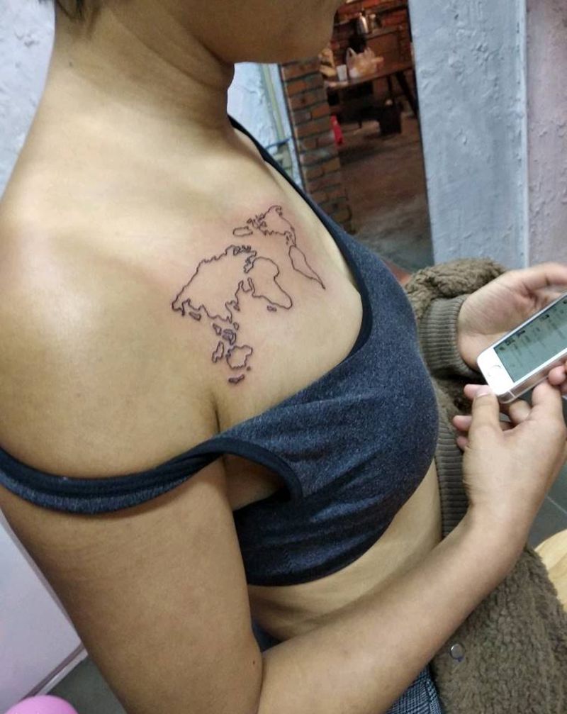 世界地图纹身图片