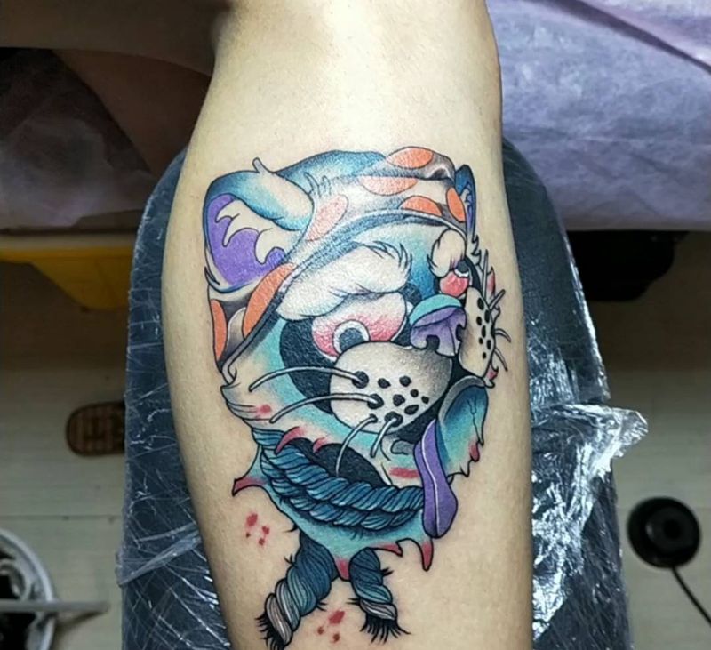 小脑虎纹身图片_手臂Old School纹身图案